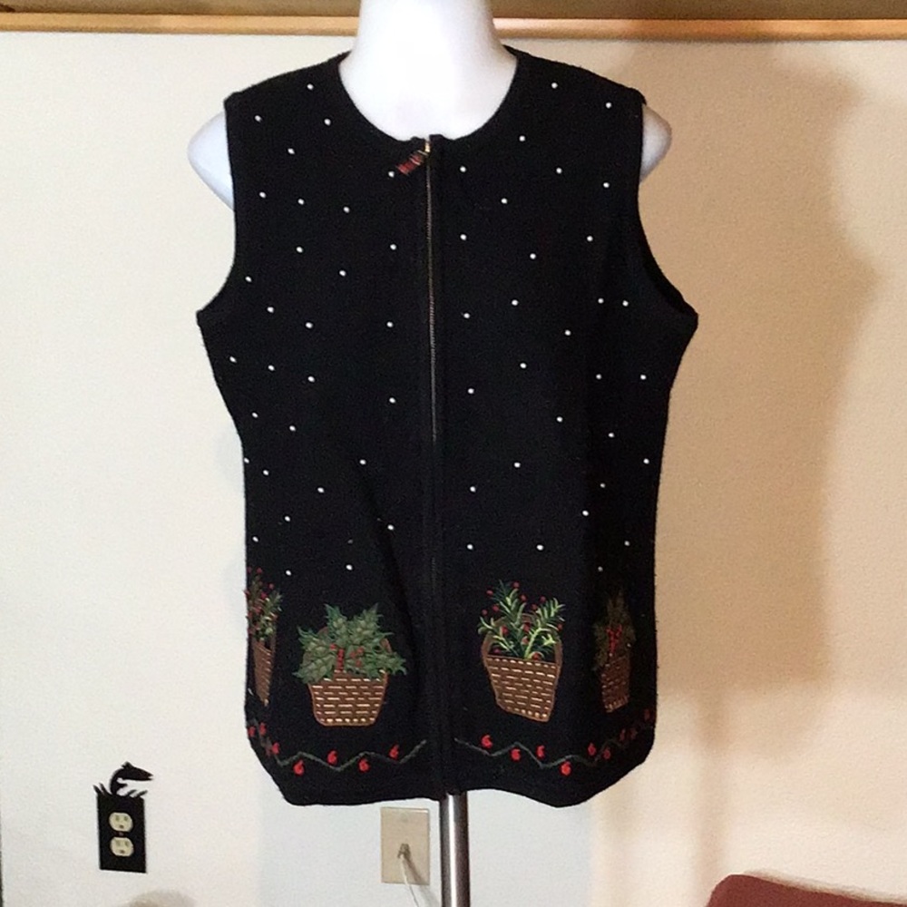 Festive Charter Club holiday zip up vest.